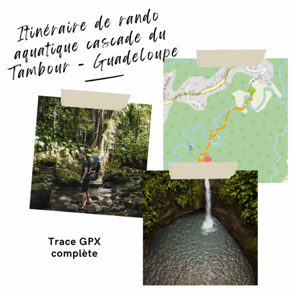 Trace GPX randonnée aquatique à la Cascade du Tambour en Guadeloupe